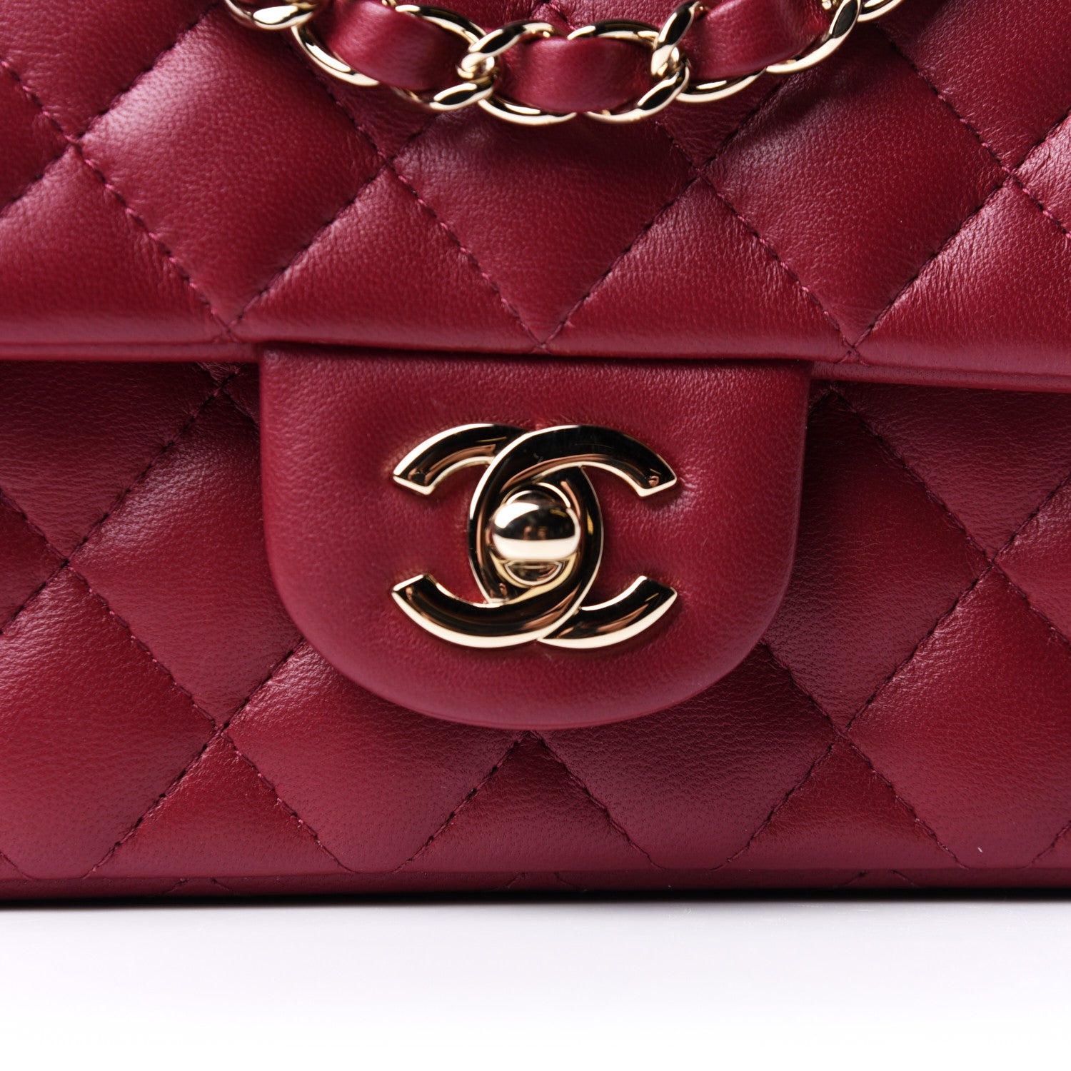 Chanel Lambskin Quilted Mini Rectangular Flap Burgundy 8 of 12