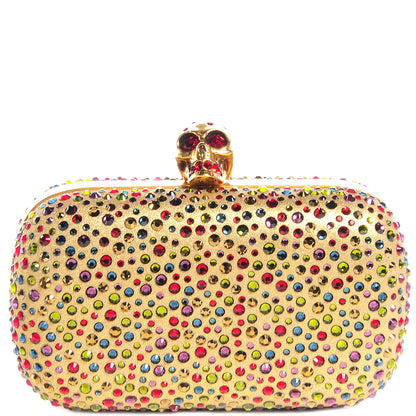 Alexander McQueen Multicolor Crystal Skull Box Clutch Gold 1 of 8