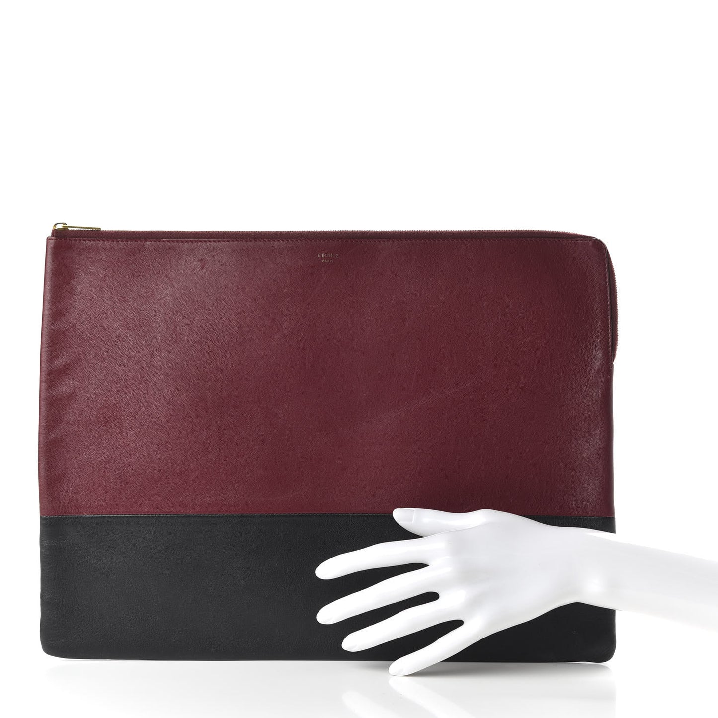 Lambskin Bicolor Computer Case Light Burgundy Navy