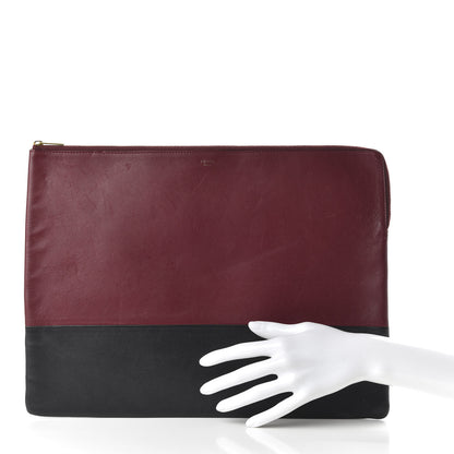Celine Lambskin Bicolor Computer Case Light Burgundy Navy 2 of 10