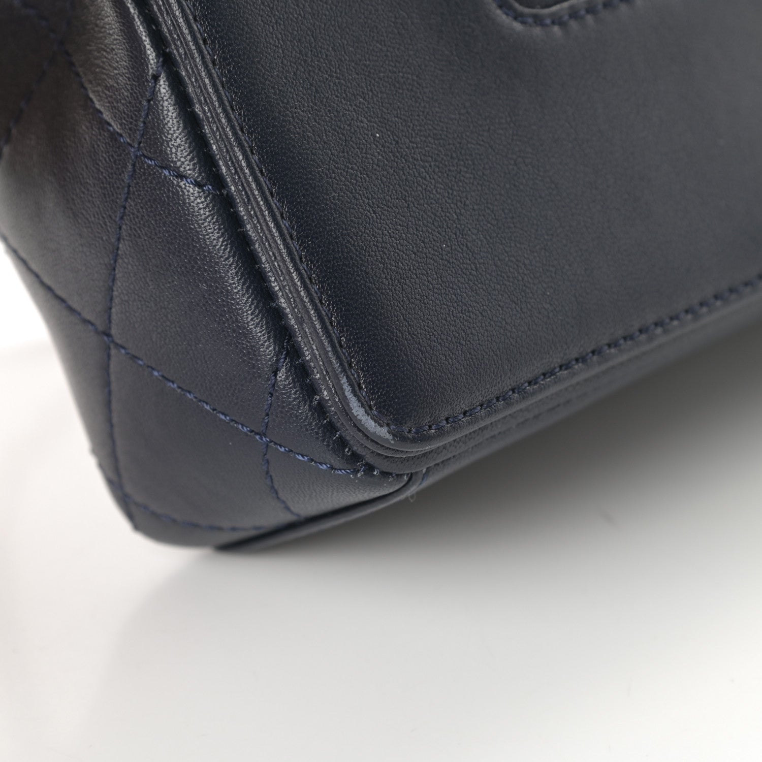 Chanel Sheepskin Quilted Medium Vintage Mademoiselle Flap Dark Navy 13 of 14