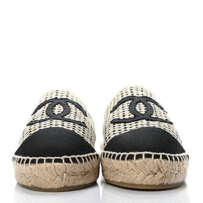 Chanel Mesh Grosgrain CC Espadrilles Mule 37 Beige Black 2 of 7