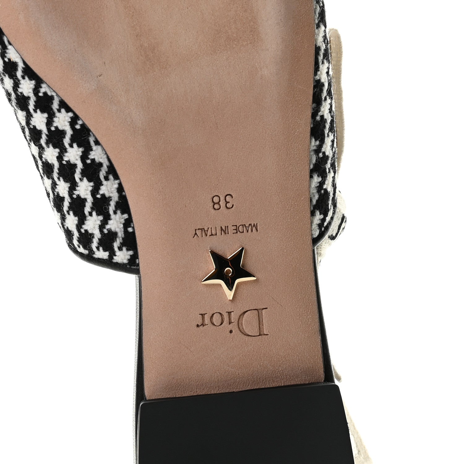 Christian Dior Wool Ribbon Houndstooth J'Adior Slingback Ballet Flats 38 Black White 12 of 14