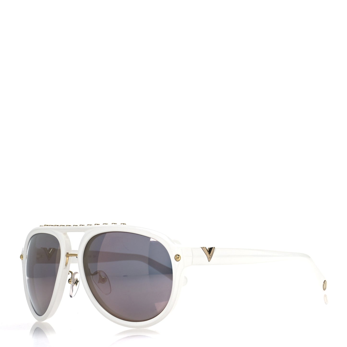 Acetate Aviator Serpico Studded Sunglasses Z2358W White