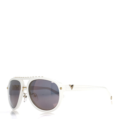 Louis Vuitton Acetate Aviator Serpico Studded Sunglasses Z2358W White 1 of 9