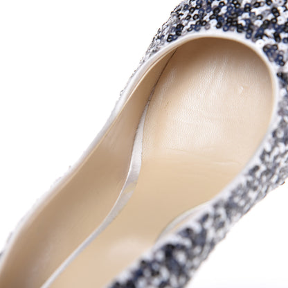 Christian Dior Sequin Cherie Pointy Toe 100mm Pumps 37 Cobalt 9 of 11