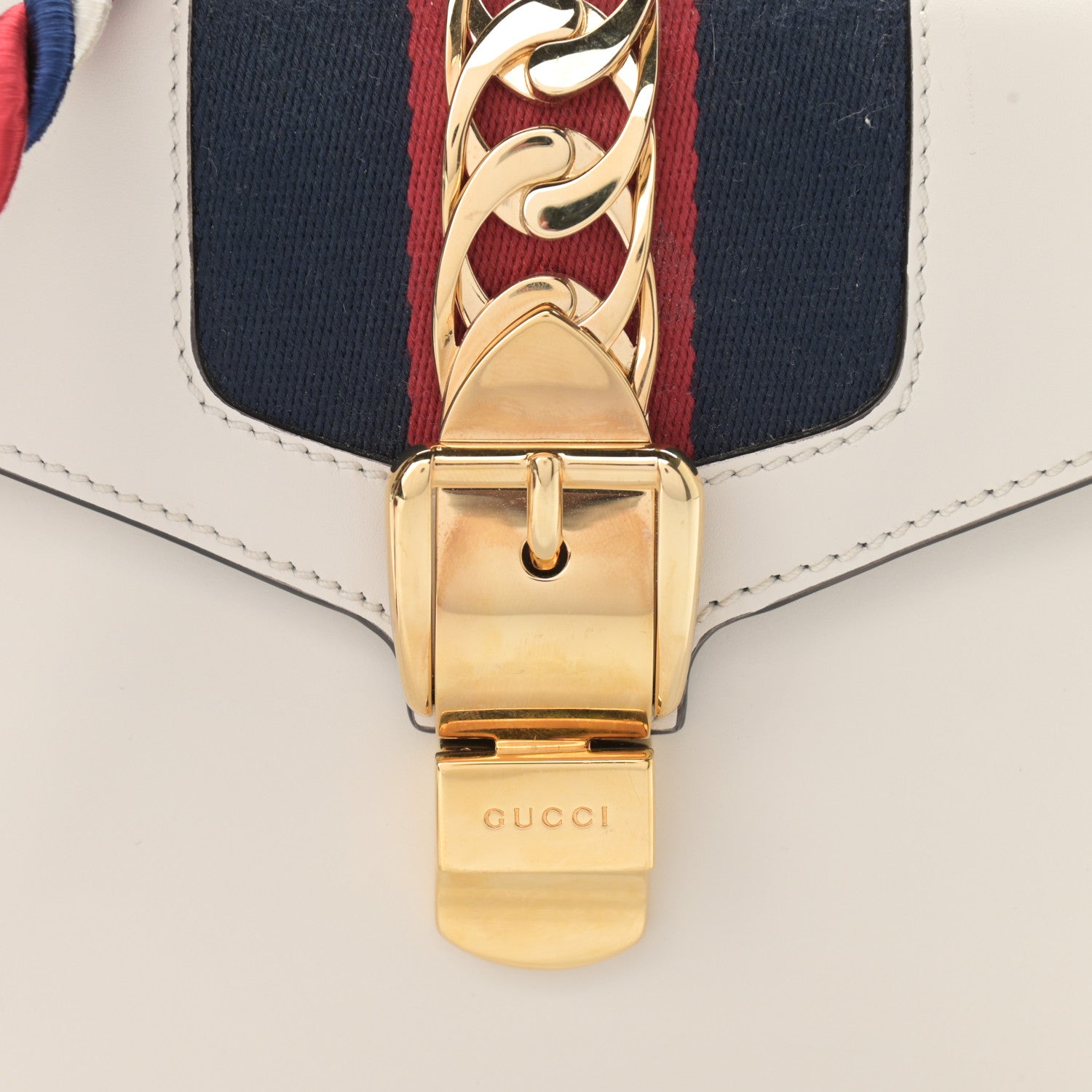 Gucci Calfskin Mini Sylvie Top Handle Bag White 7 of 9