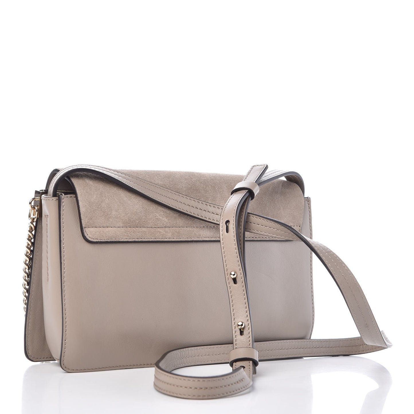 Suede Calfskin Small Faye Shoulder Bag Motty Grey