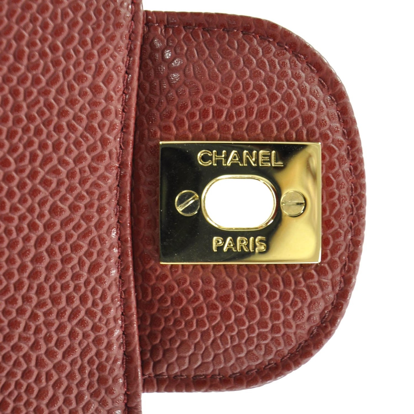 Caviar Quilted Medium Double Flap Red