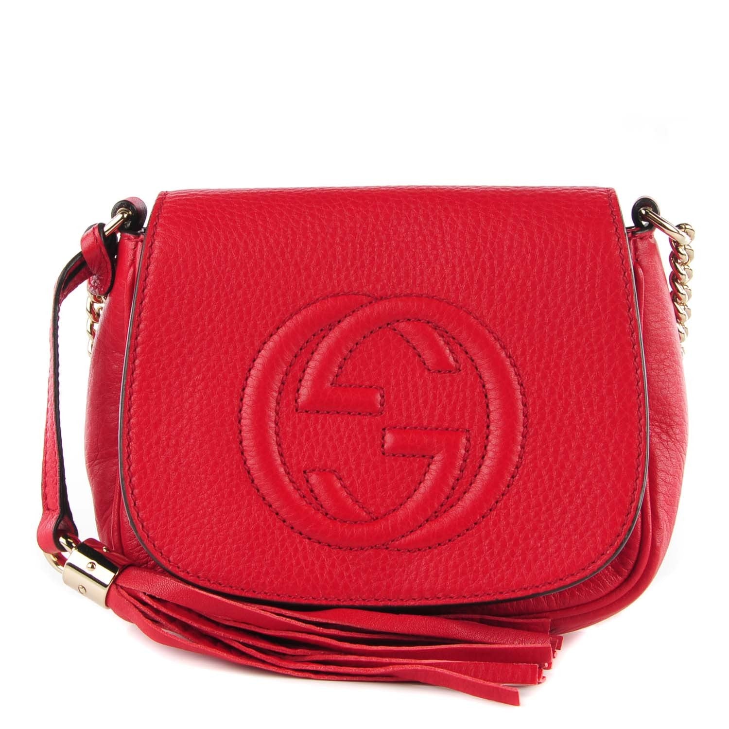 Gucci Pebbled Calfskin Small Soho Flap Crossbody Red 1 of 7