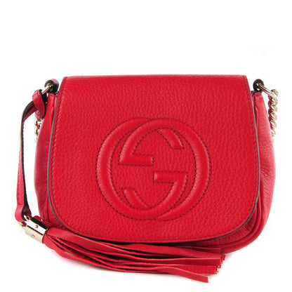 Gucci Pebbled Calfskin Small Soho Flap Crossbody Red 1 of 7