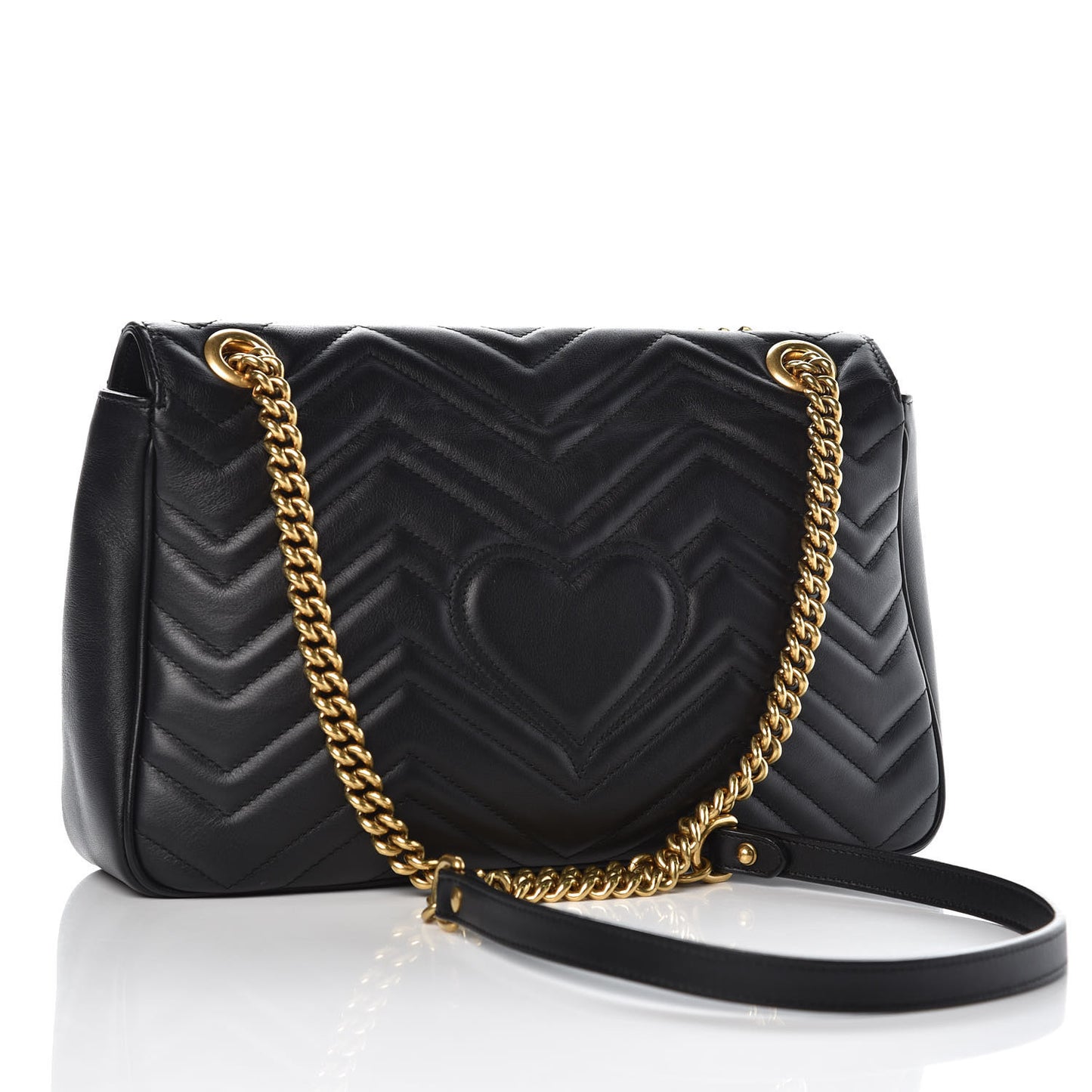 Calfskin Matelasse Medium GG Marmont Shoulder Bag Black