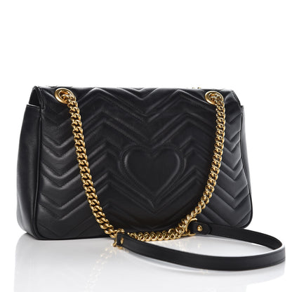 Gucci Calfskin Matelasse Medium GG Marmont Shoulder Bag Black 3 of 8