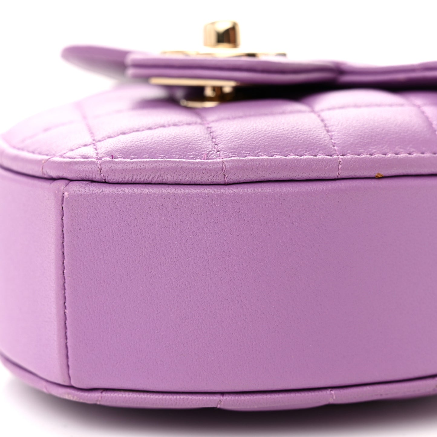 Lambskin Quilted CC In Love Heart Clutch With Chain Purple