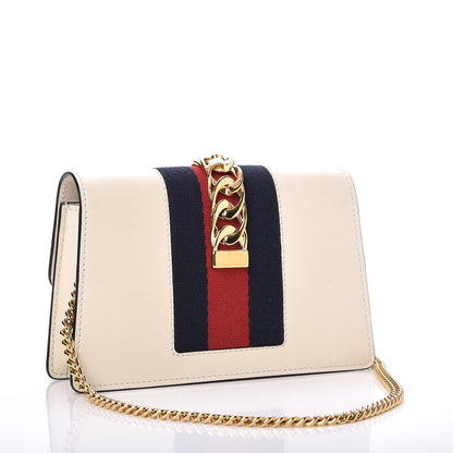 Gucci Calfskin Super Mini Sylvie Chain Shoulder Bag White 3 of 8