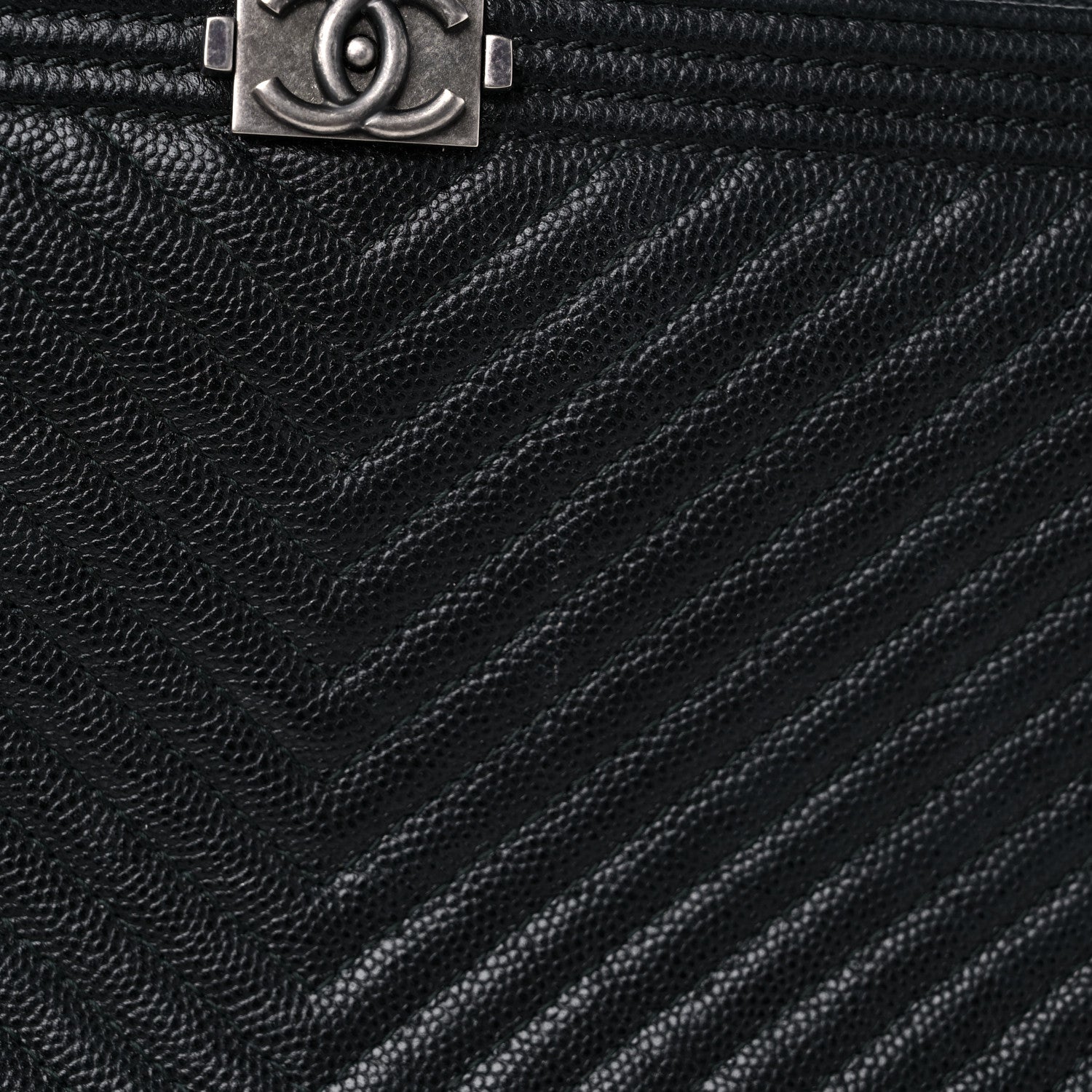 Chanel Caviar Chevron Quilted Small Zipped Boy Pouch Black 15 of 17