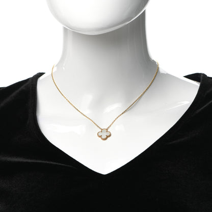Van Cleef & Arpels 18K Yellow Gold Mother of Pearl Vintage Alhambra Pendant Necklace 2 of 8