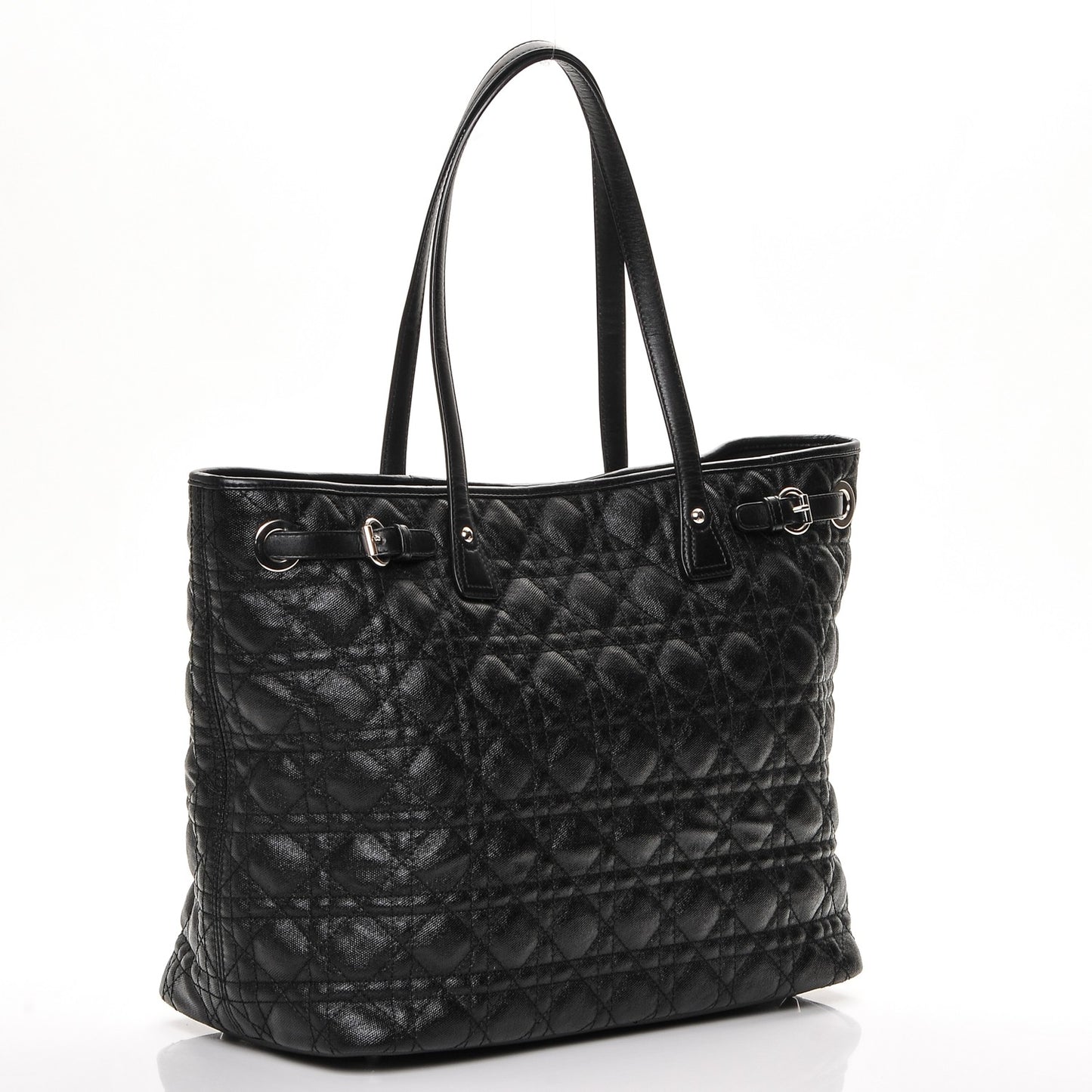 Coated Canvas Cannage Medium Panarea Tote Black