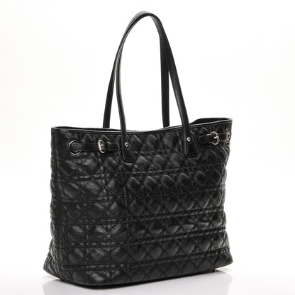 Christian Dior Coated Canvas Cannage Medium Panarea Tote Black 3 of 6