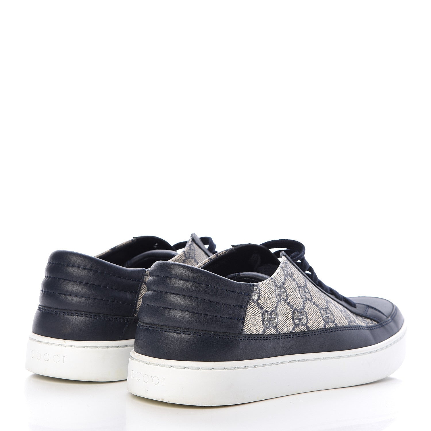 Gucci GG Supreme Monogram Calfskin Mens Low Top Sneakers 6 Blue Beige 4 of 14