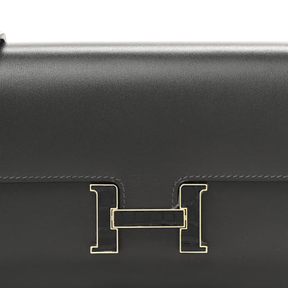 Hermes Box Shiny Alligator Constance Wallet To Go Graphite 17 of 23