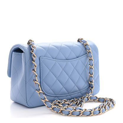 Chanel Lambskin Quilted Mini Rectangular Flap Light Blue 3 of 11