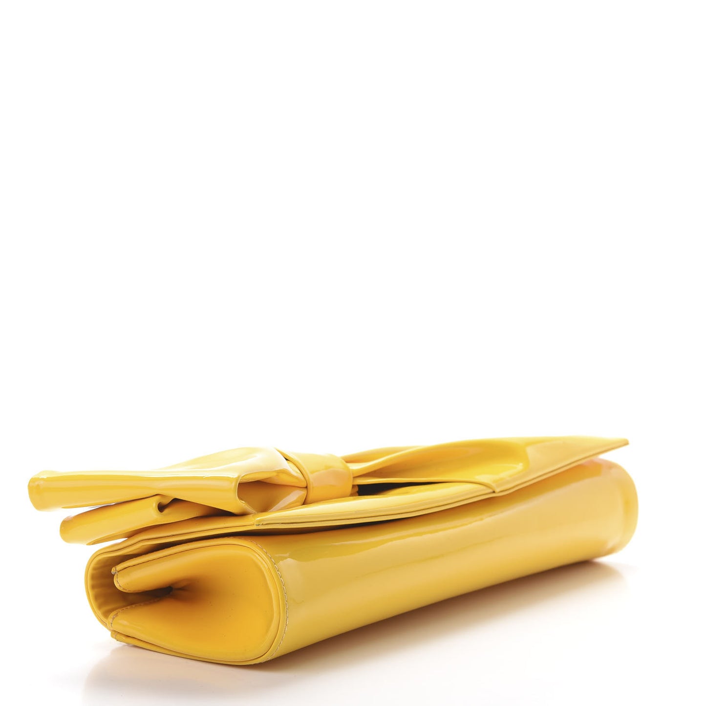 Patent Calfskin Aionoeud Bow Clutch Yellow