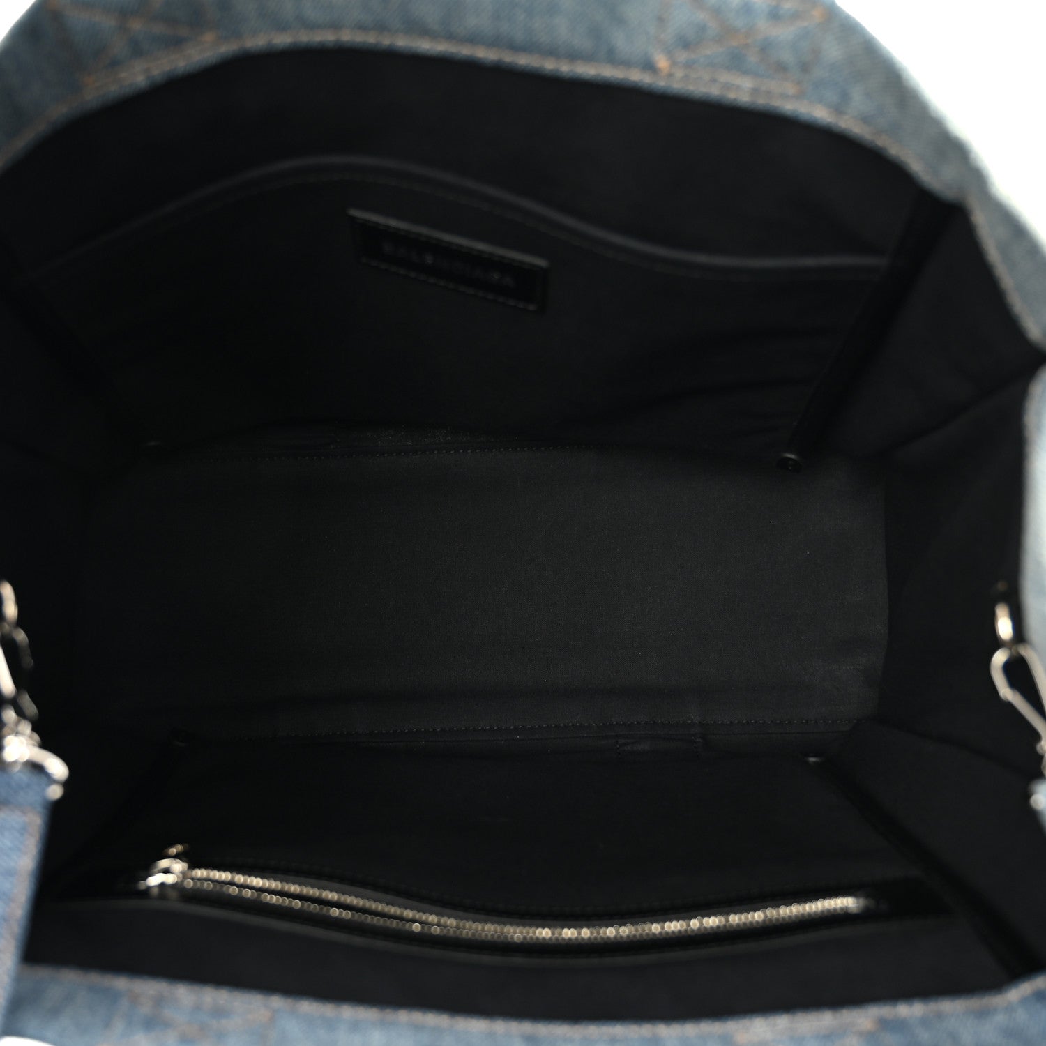 Balenciaga Washed Frayed Denim Logo Medium Hardware Tote Blue 5 of 12