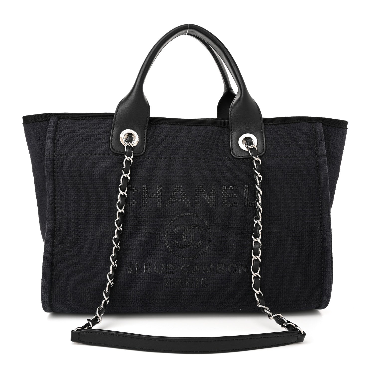 Chanel Mixed Fibers Small Deauville Tote Navy Blue 1 of 12