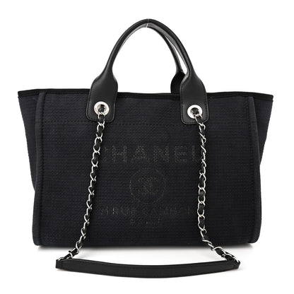 Chanel Mixed Fibers Small Deauville Tote Navy Blue 1 of 12