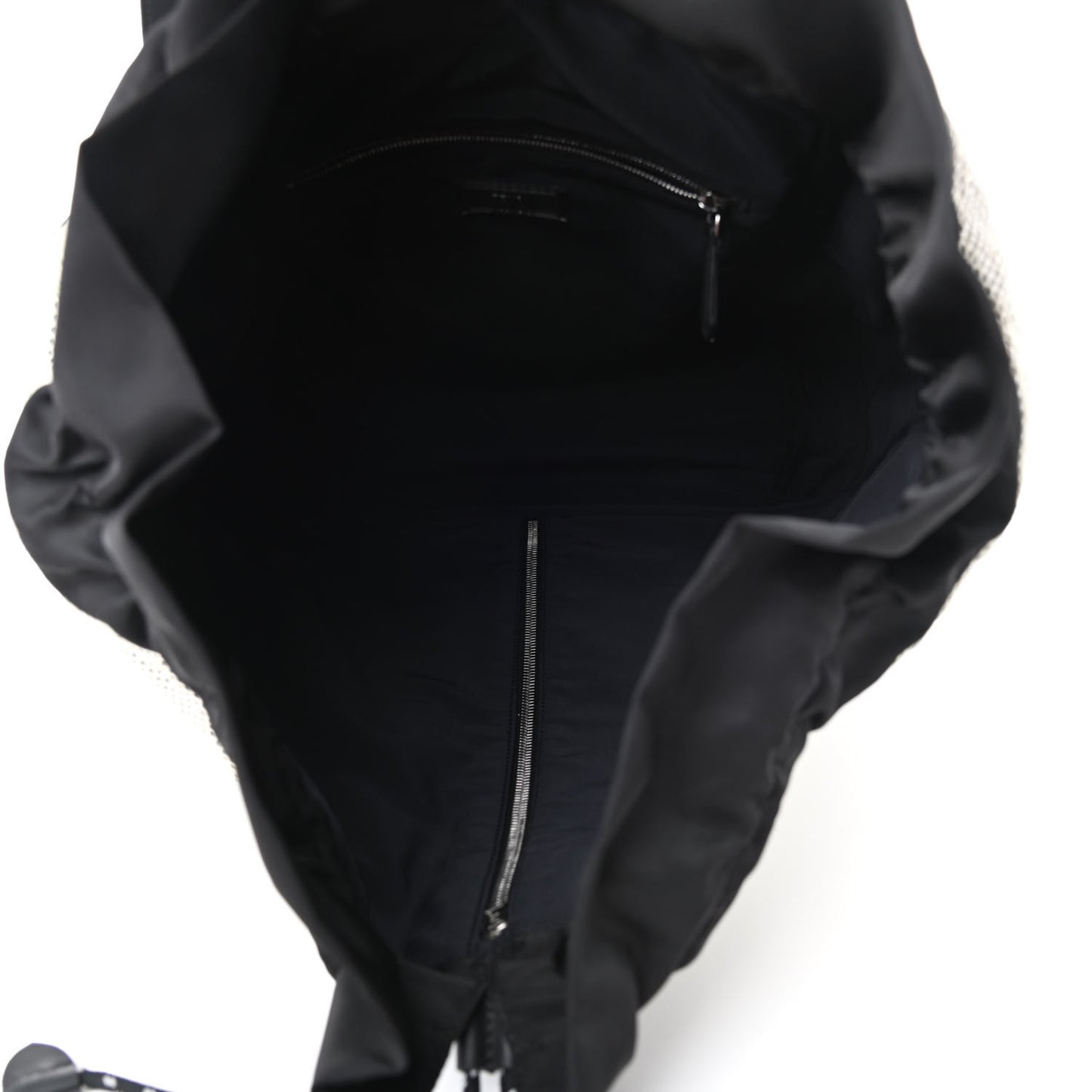 Mesh Vitello Century FF 1974 Embossed Drawstring Zippered Backpack Latte Black