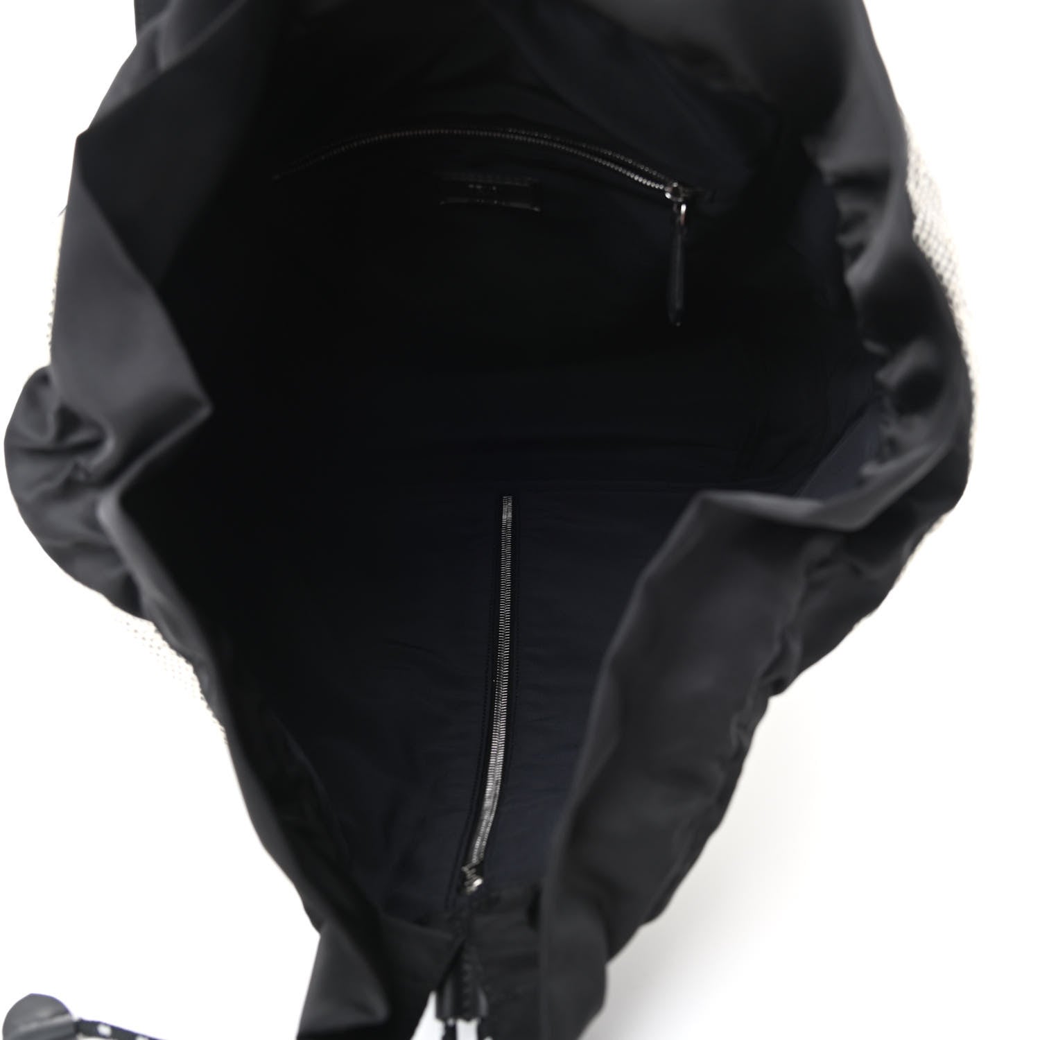Fendi Mesh Vitello Century FF 1974 Embossed Drawstring Zippered Backpack Latte Black 4 of 4