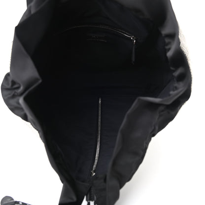 Fendi Mesh Vitello Century FF 1974 Embossed Drawstring Zippered Backpack Latte Black 4 of 4