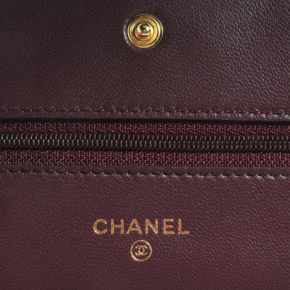 Chanel Lambskin Quilted Wallet On Chain WOC Bordeaux 5 of 9