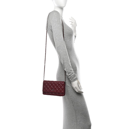 Chanel Lambskin Quilted Wallet On Chain WOC Red 2 of 13