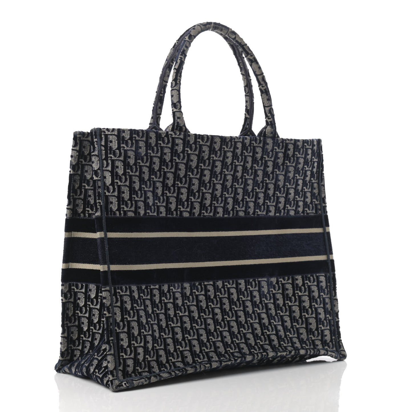 Oblique Velvet Book Tote Blue Multicolor