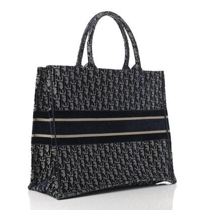 Christian Dior Oblique Velvet Book Tote Blue Multicolor 3 of 12