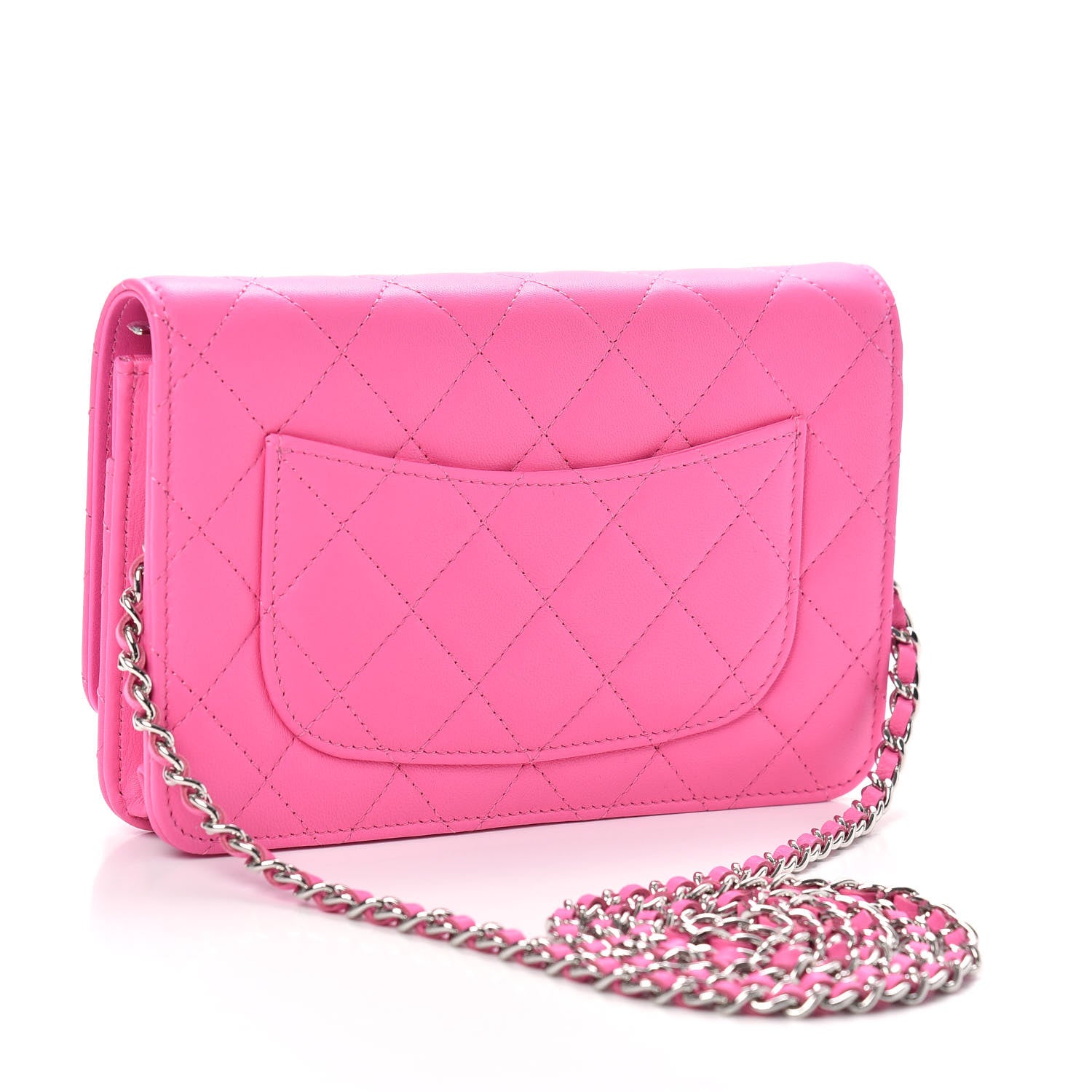 Chanel Lambskin Quilted Wallet On Chain WOC Pink 3 of 11