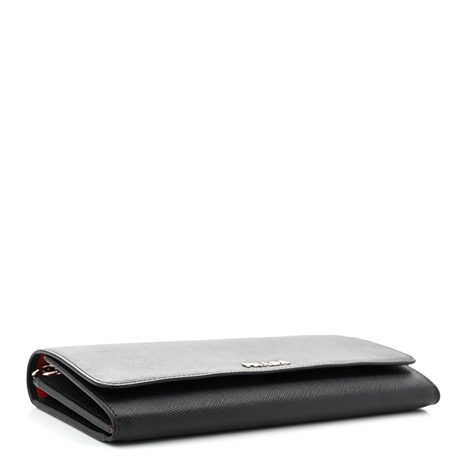 Prada Saffiano Bi-Color Wallet On Chain Black Fuoco 4 of 10