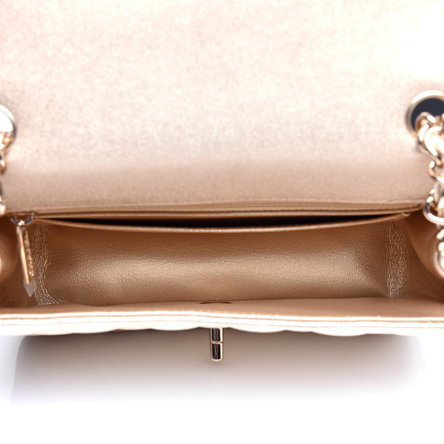 Metallic Lambskin Quilted Mini Rectangular Flap Gold