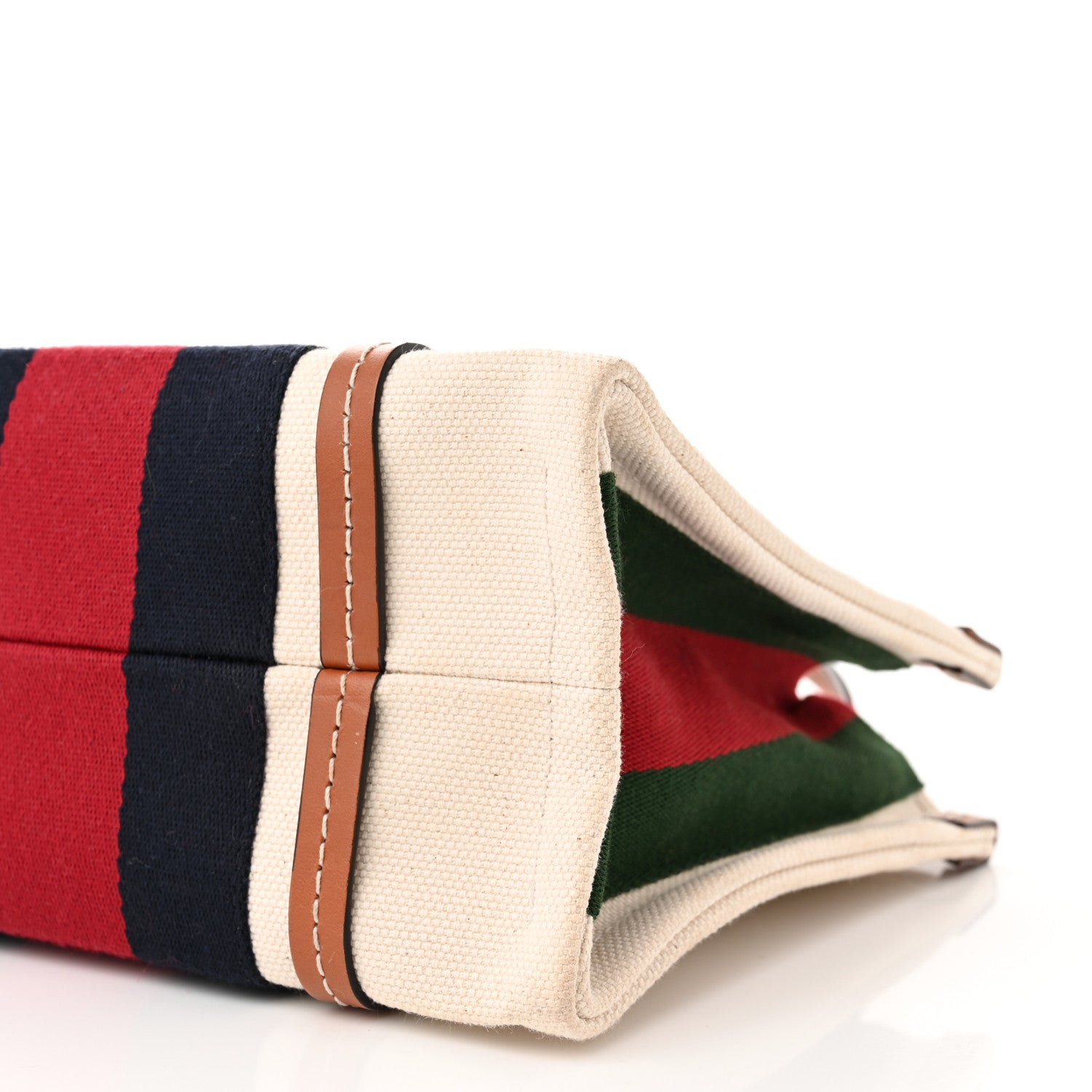 Gucci Canvas Calfskin Web Mini Interlocking G Top Handle Tote White Brown Blue Red 10 of 11