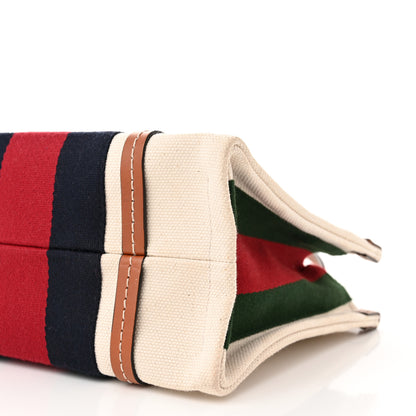 Gucci Canvas Calfskin Web Mini Interlocking G Top Handle Tote White Brown Blue Red 10 of 11