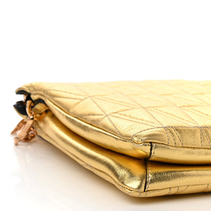 Versace Metallic Lambskin Quilted Virtus Shoulder Bag Gold 8 of 9