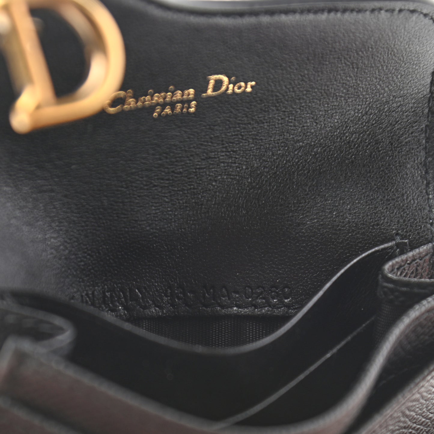 Grained Calfskin Saddle Card Holder Black