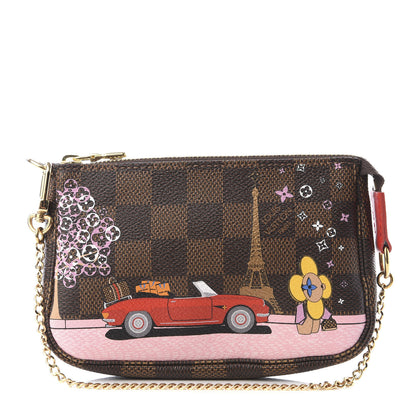 Louis Vuitton Damier Ebene 2019 Christmas Animation Mini Pochette Accessories Red 1 of 9