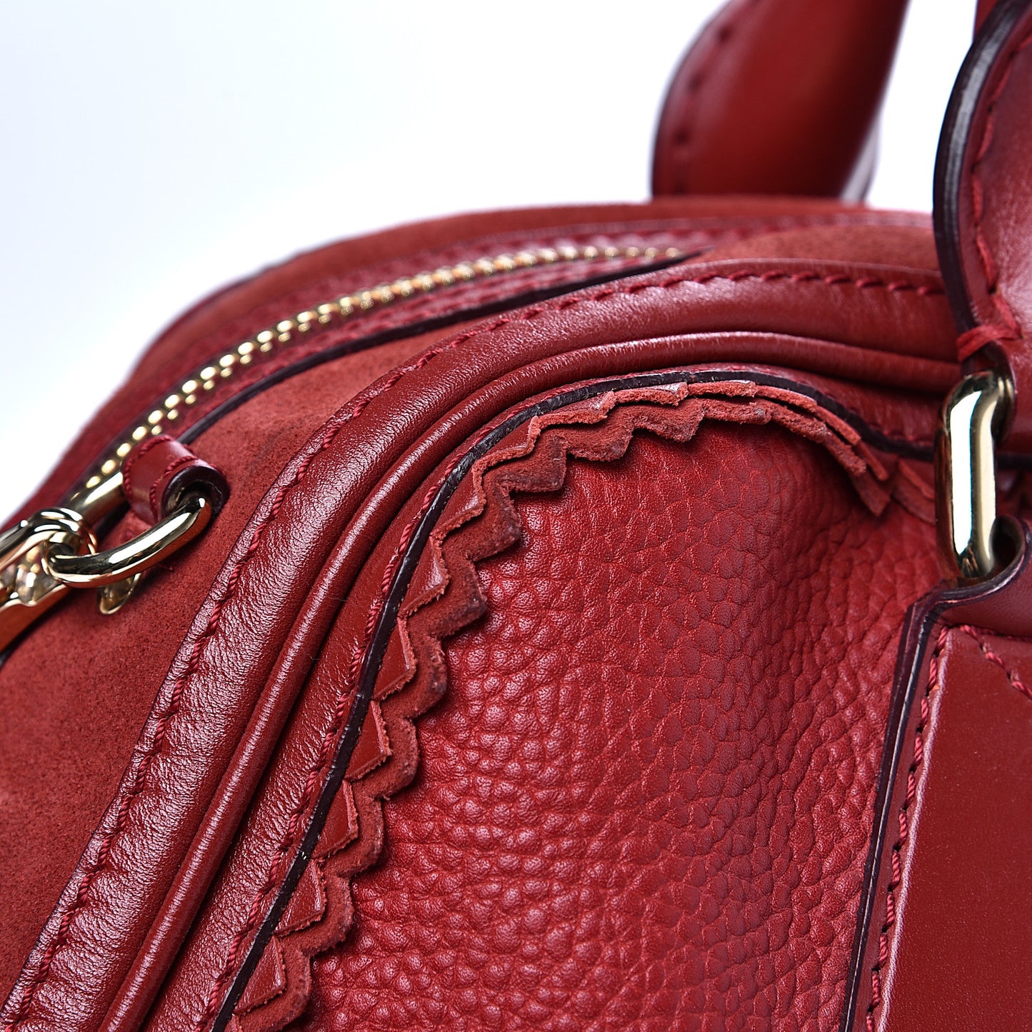 Grainy Calfskin Suede Prorsum Tassel Satchel Red
