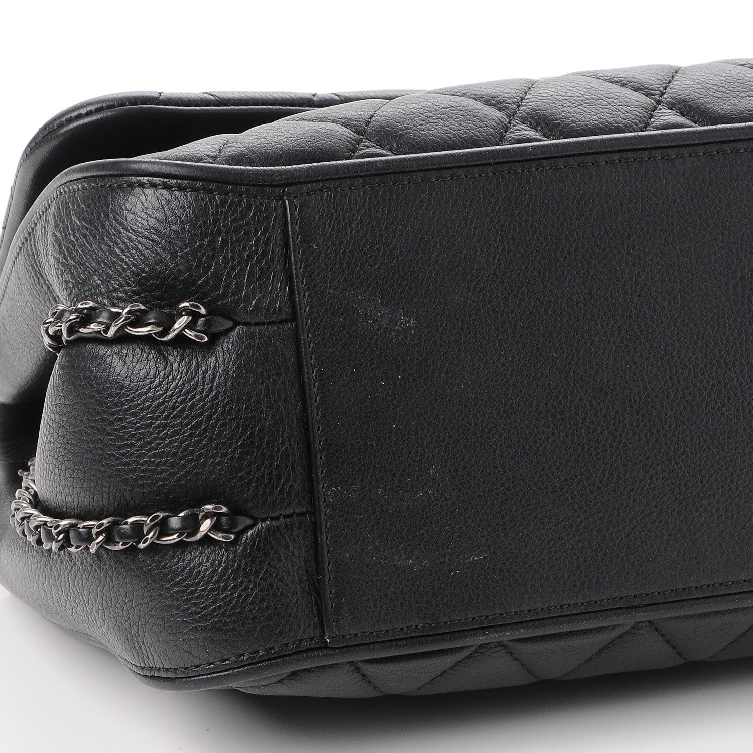 Chanel Calfskin Quilted Large Frame In Chain Flap Black 9 of 12