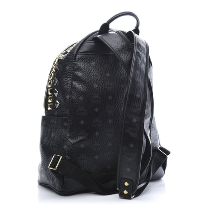 MCM Visetos Studded Colorblock Medium Stark Brock Backpack Black 2 of 8