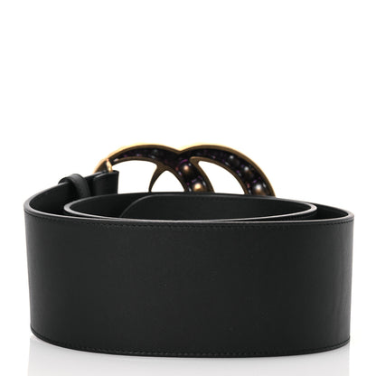 Gucci Moon Calfskin Pearl Double G 70mm Belt 90 36 Black Cream 2 of 6