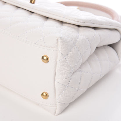 Chanel Caviar Lizard Quilted Small Coco Handle Flap White Beige 9 of 10